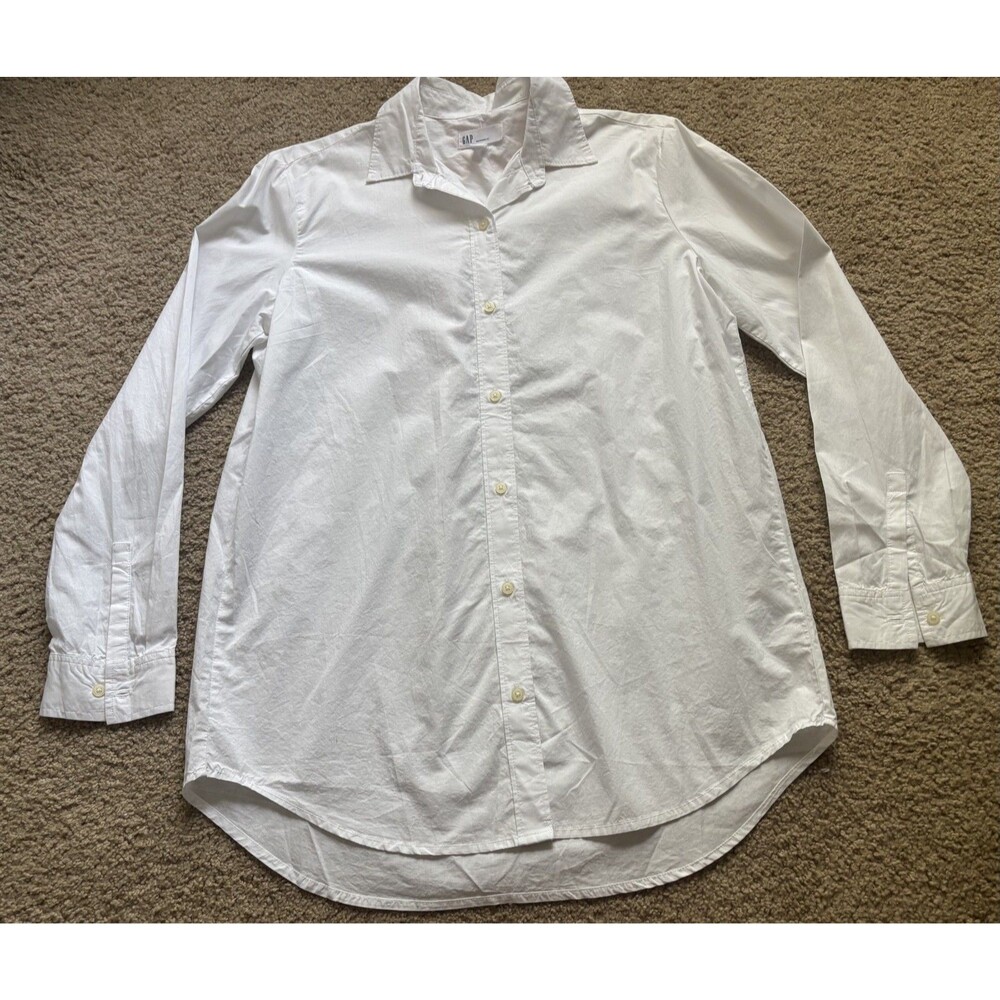 GAP 100% Cotton Boyfriend Shirt Women's Size XS White Oversized Fit - Tokyo